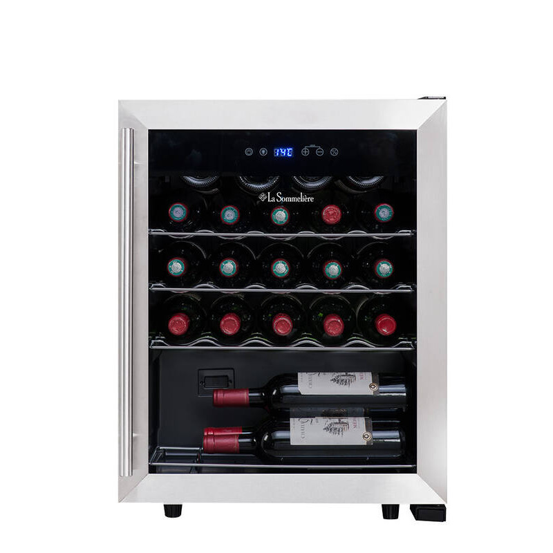  LS24A La Sommelière: Cave de Vinho Design Preto e Inox - 23 garrafas